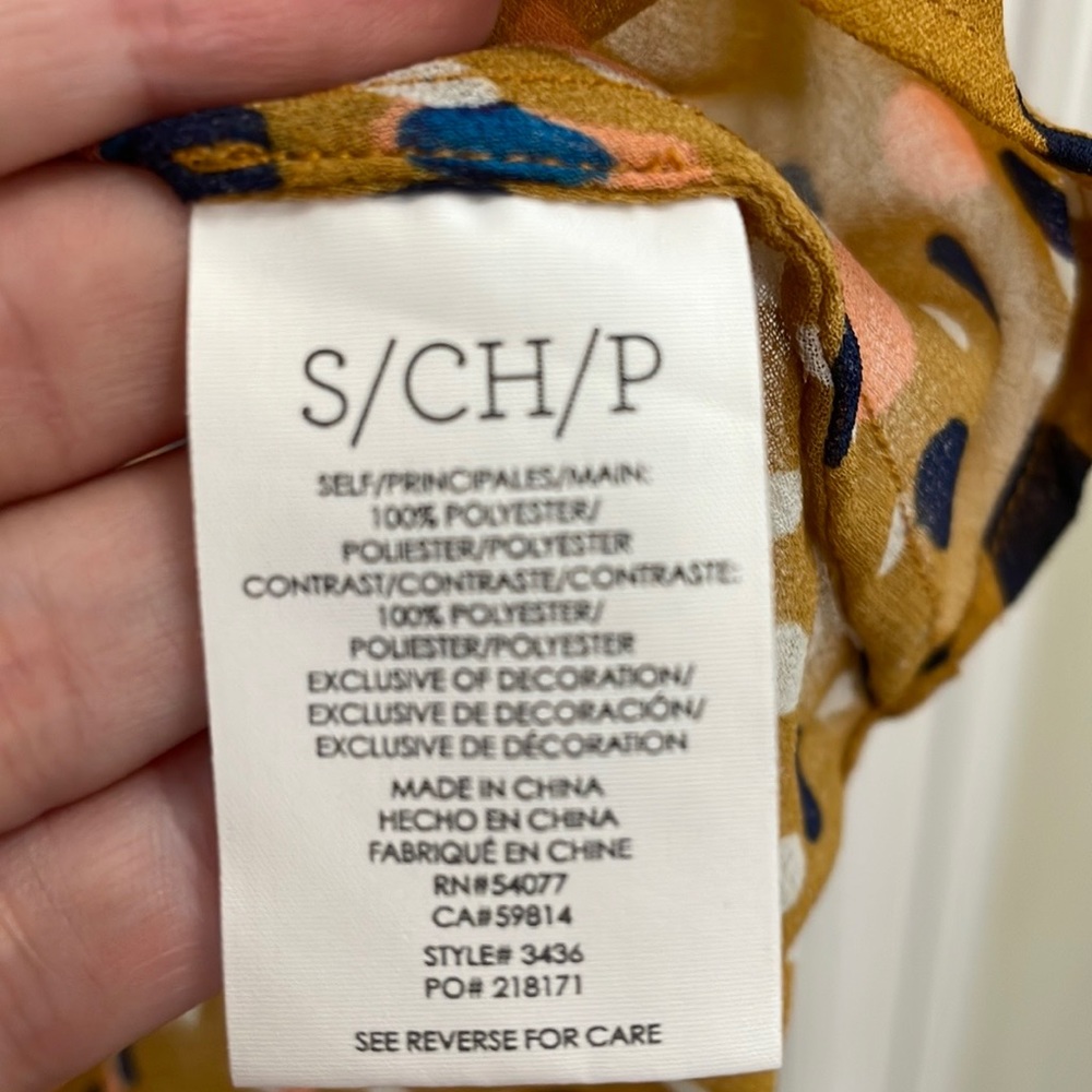 CAbi print top with cute collar.  S - Picture 6 of 6
